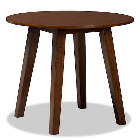 Ela Walnut Brown Finished 35-Inch-Wide Round Wood Dining Table